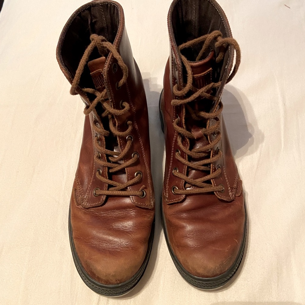 Palladium Brown Leather combat boots
